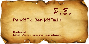 Panák Benjámin névjegykártya